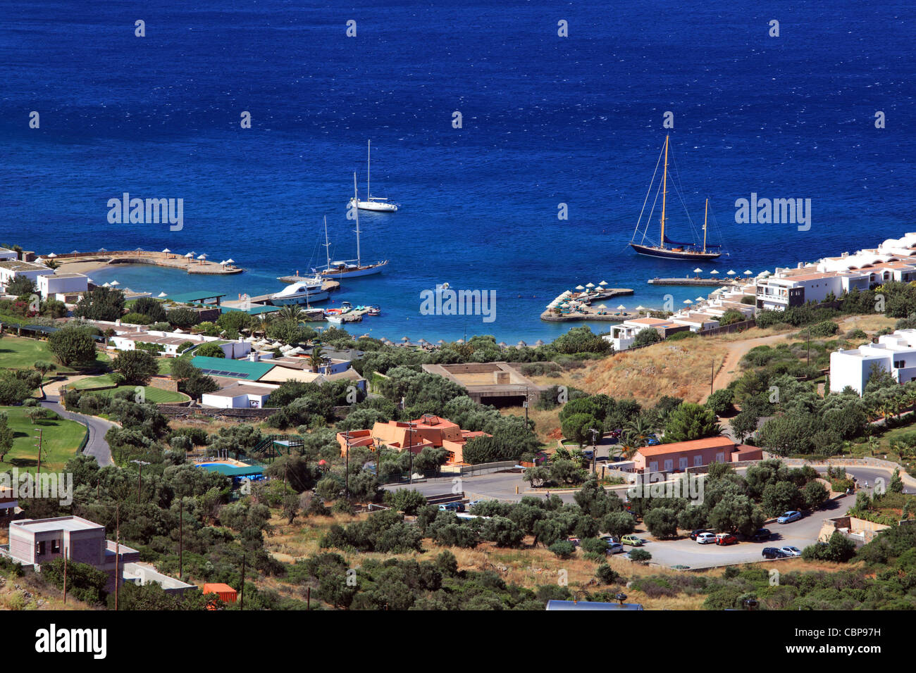 Lasithi Provinz, Poros Bay, Elounda, Kreta, Griechenland. Stockfoto