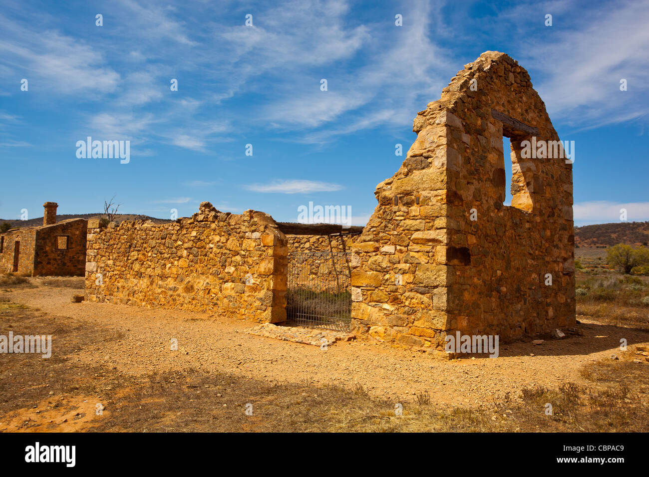 Ruinen von Kanyaka Homestead in der Nähe von Hawker in der Flinders Ranges im Outback South Australia, Australien Stockfoto