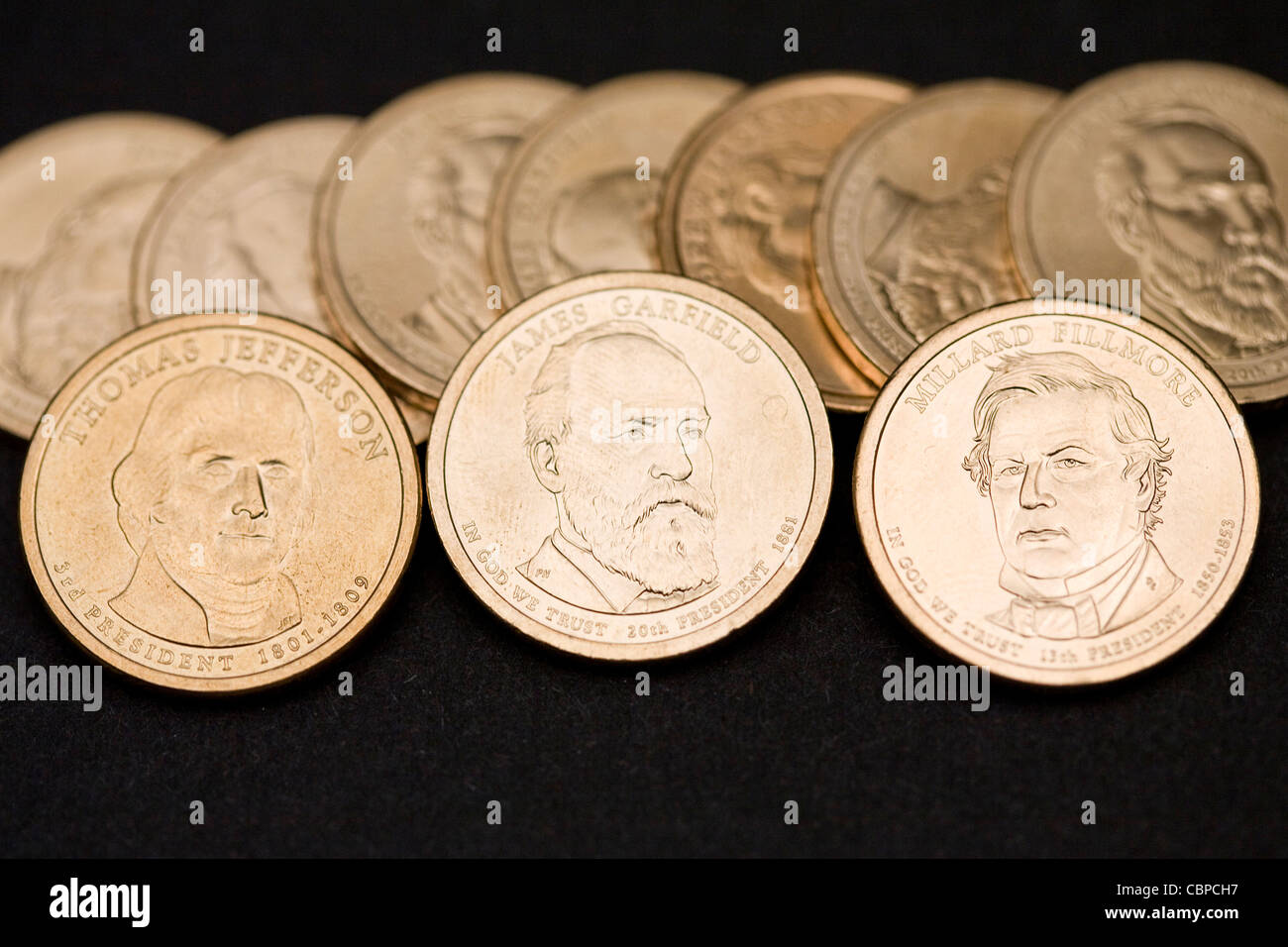 USA 1 Dollar Münzen. Stockfoto