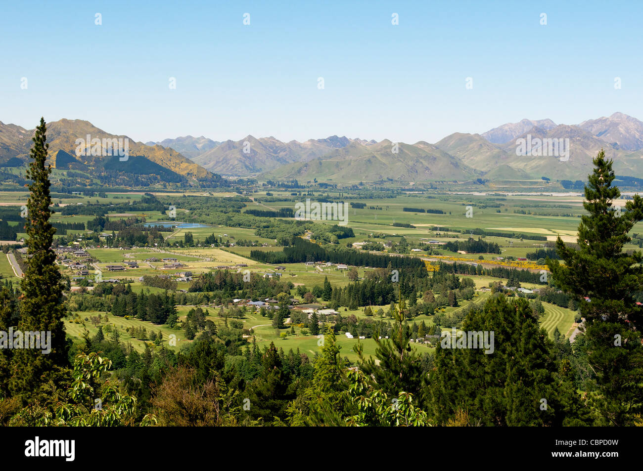 Hanmer Springs Valley Südinsel Neuseeland Stockfoto