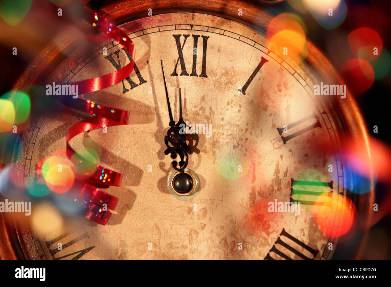 12:00 Mitternacht, Neujahr-Konzept. Stockfoto