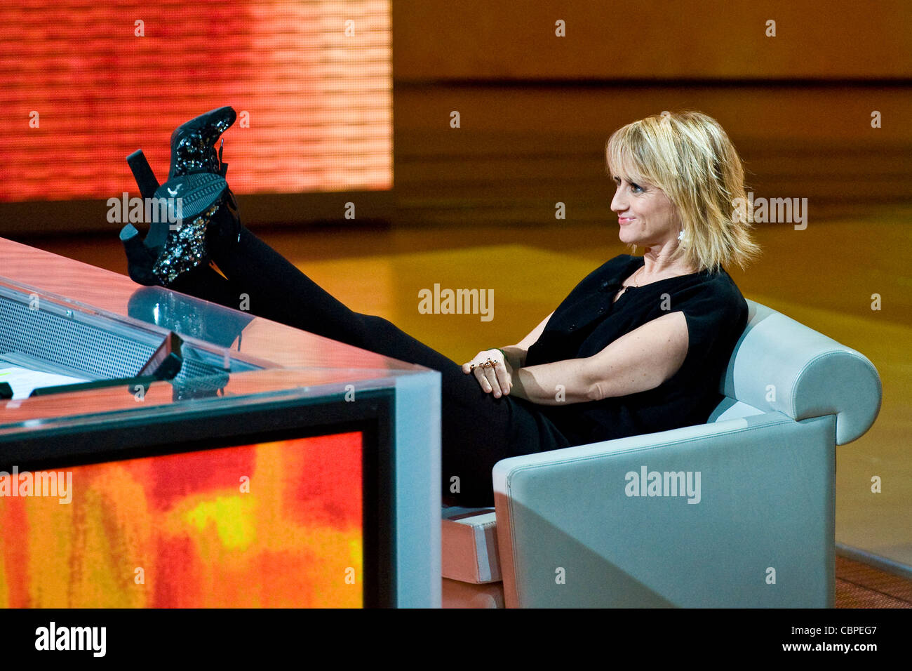 18.12.2011. Sendung RAI 3, "Che Tempo Che Fa", Mailand, Italien, Luciana Littizzetto Stockfoto