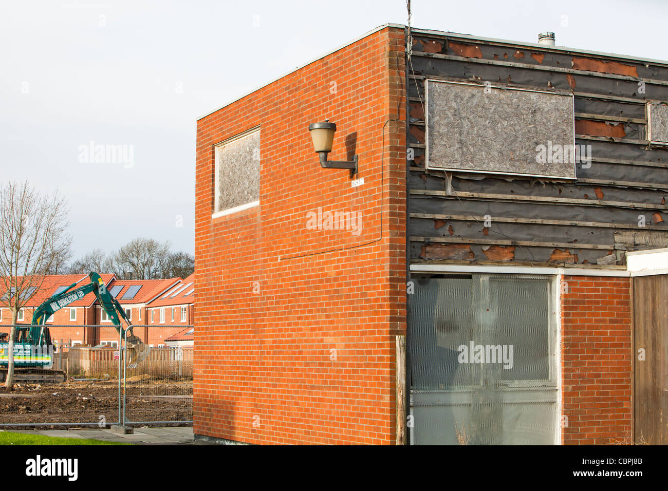 Verlassener Häuser am Stadtrand von Sunderland, UK, abgerissen werden. Stockfoto