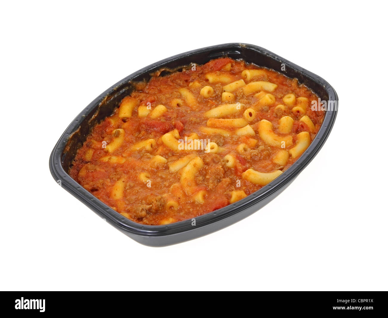 Makkaroni und Rindfleisch essen Stockfoto