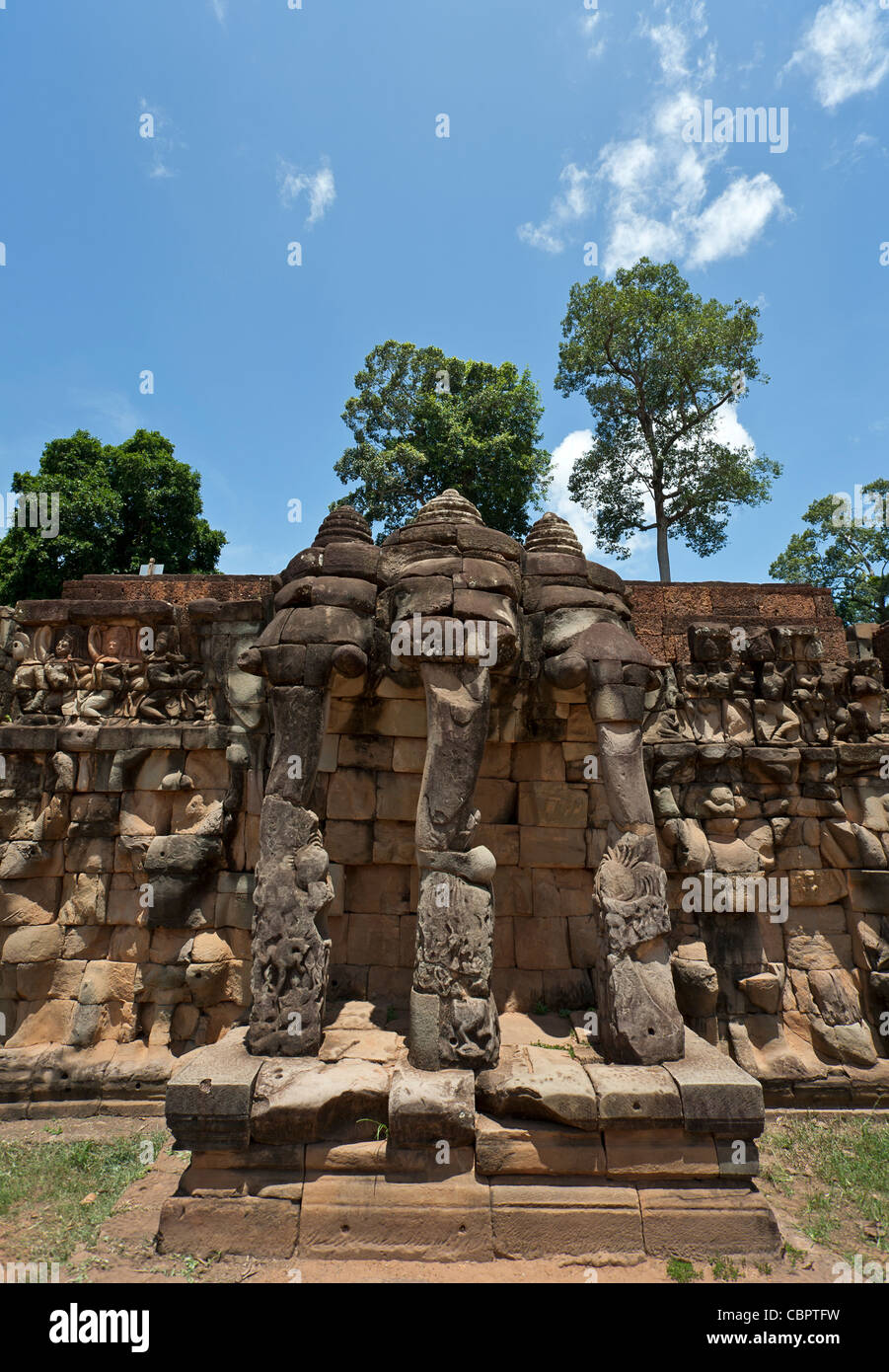 Die Elefanten-Terrasse. Angkor Thom. Angkor Tempel. Kambodscha Stockfoto
