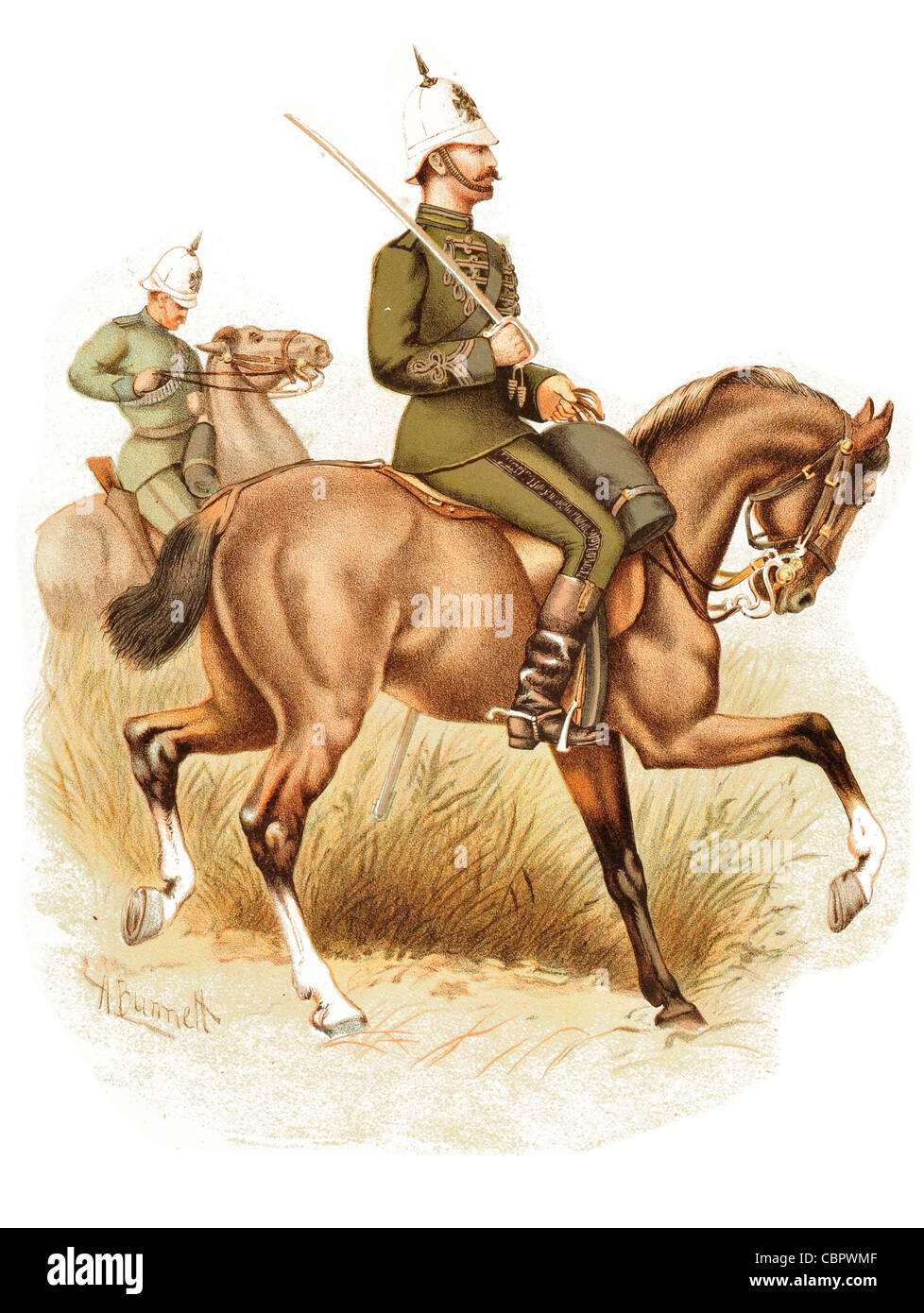 Die Cape montiert Gewehre Gewehrschützen Kavallerie Pferd Reiter kostenlos Husaren Stockfoto