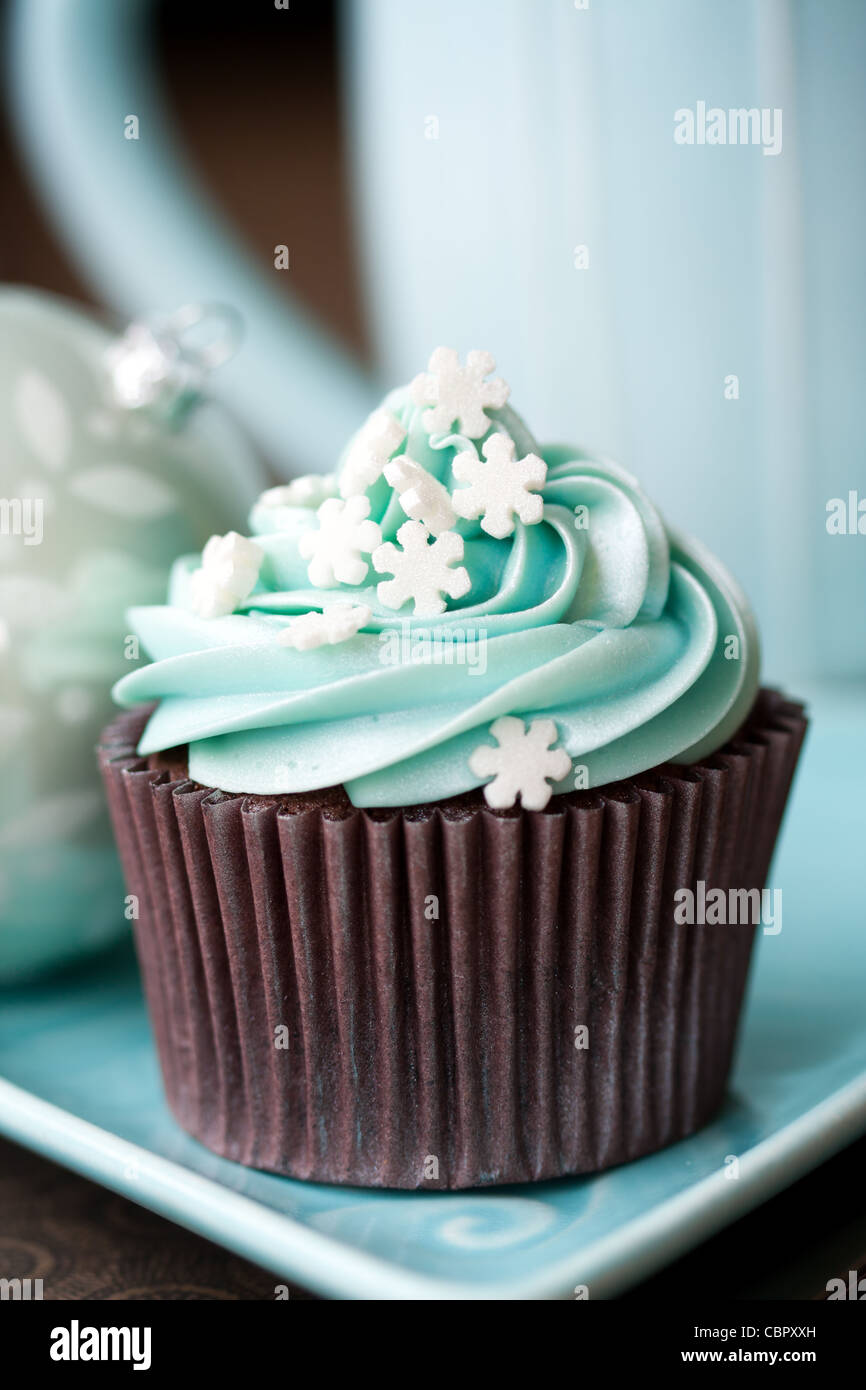 Schneeflocke-cupcake Stockfoto