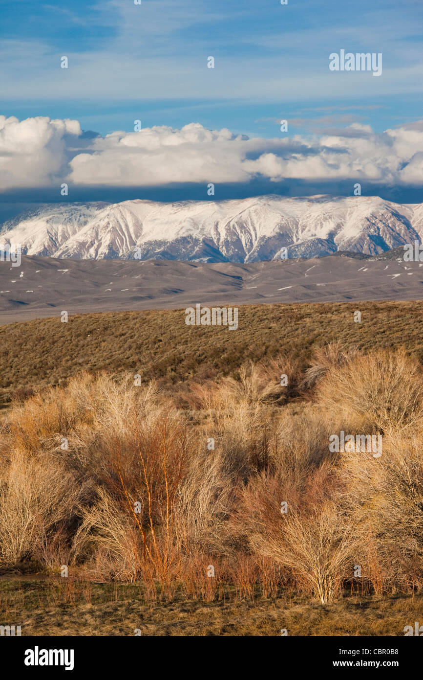 USA, California, Sierra Nevada Ostregion, Whitmore Hot Springs, Landschaft von Lake Crowley mit Blick auf die weißen Berge Stockfoto