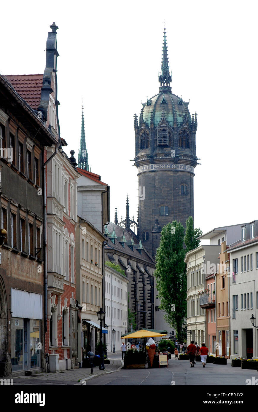 Schlosskirche in der alten Lutherstadt Wittenberg. Stockfoto