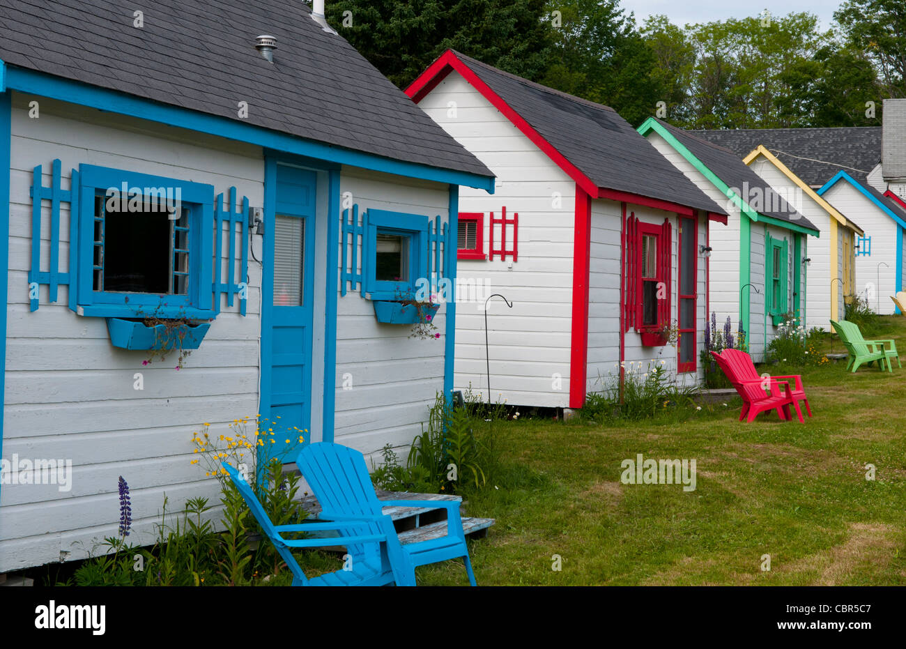 Eastport Maine auf der Grenze zwischen Kanada und Maine mit leuchtenden Farben der Häuser abstrakt Stockfoto