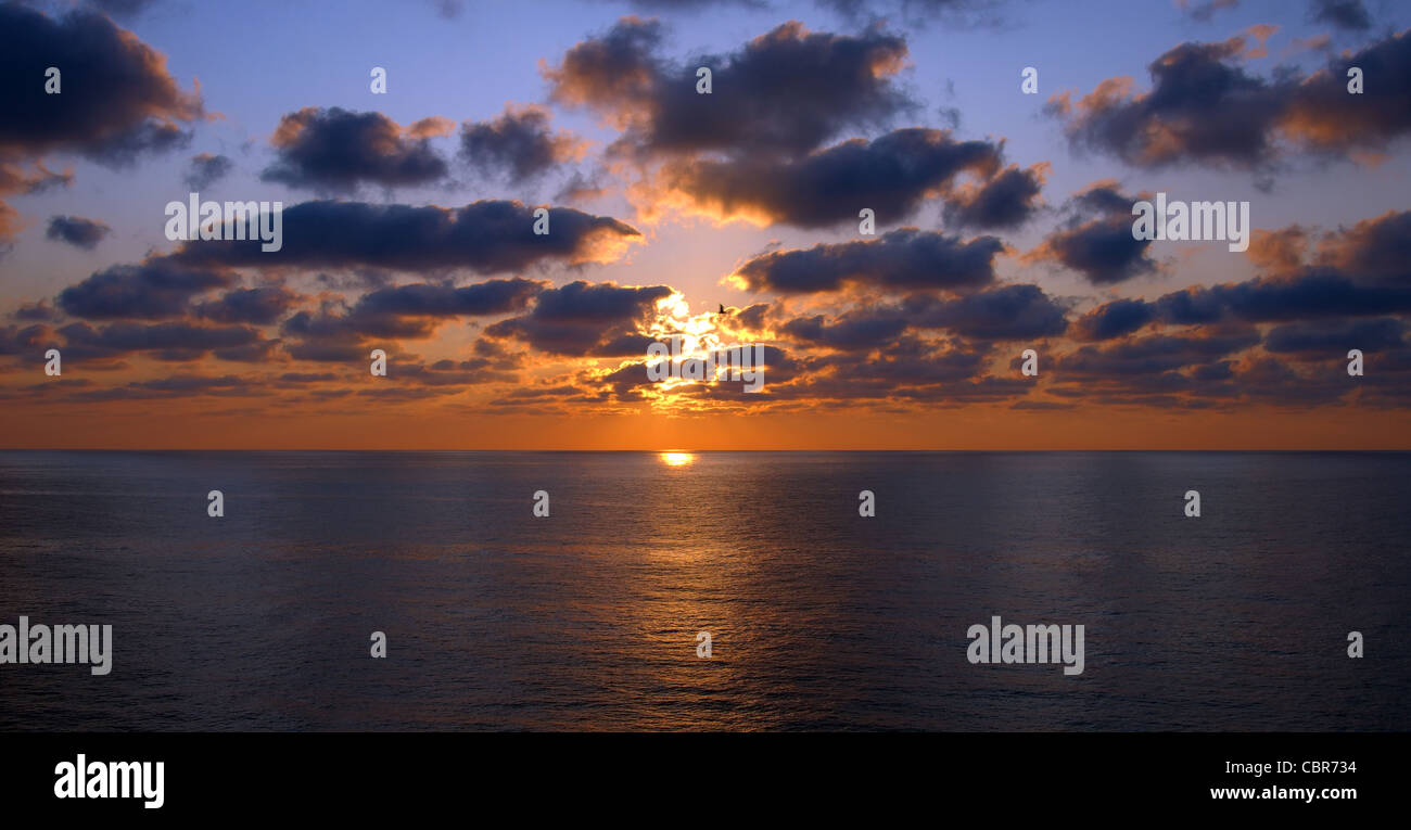 Schönen Sonnenuntergang mit rosa Wolken am Schwarzen Meer, Odessa, Ukraine, Osteuropa Stockfoto