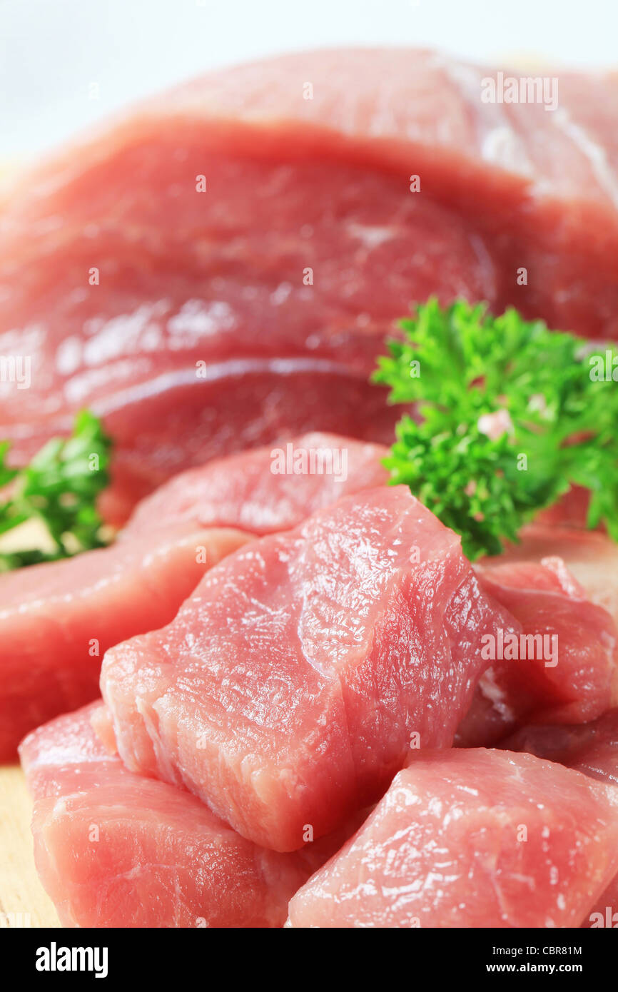 Detail aus frischem Schweinefleisch Stockfoto