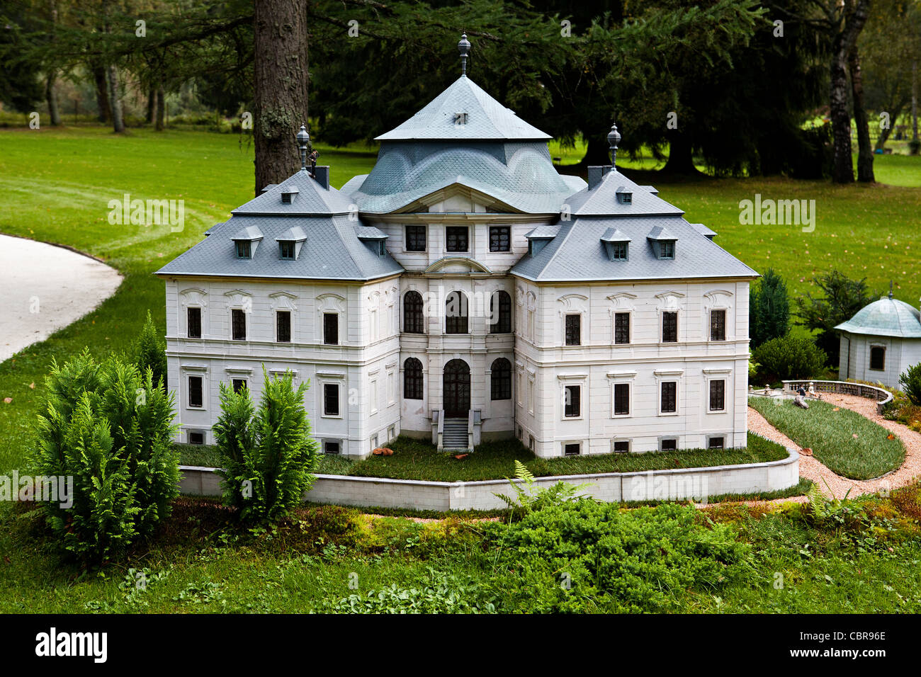 Modell von Charles Krone Burg im Boheminium Park in Marianske Lazne. Auf 20. September 2011 in Marianske Lazne (Marienbad) abgebildet, Stockfoto