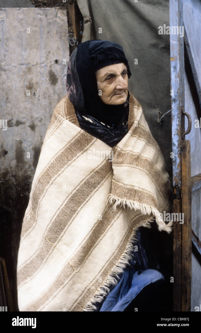 Irakischen kurdischen Flüchtling Frau, Sayid Sadiq, Irakisch-Kurdistan ersten Winter nach der kurdischen Aufstand, Dezember 1991 Stockfoto