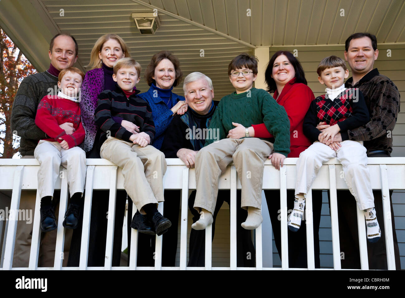 Drei Generationen, Familienporträt Stockfoto