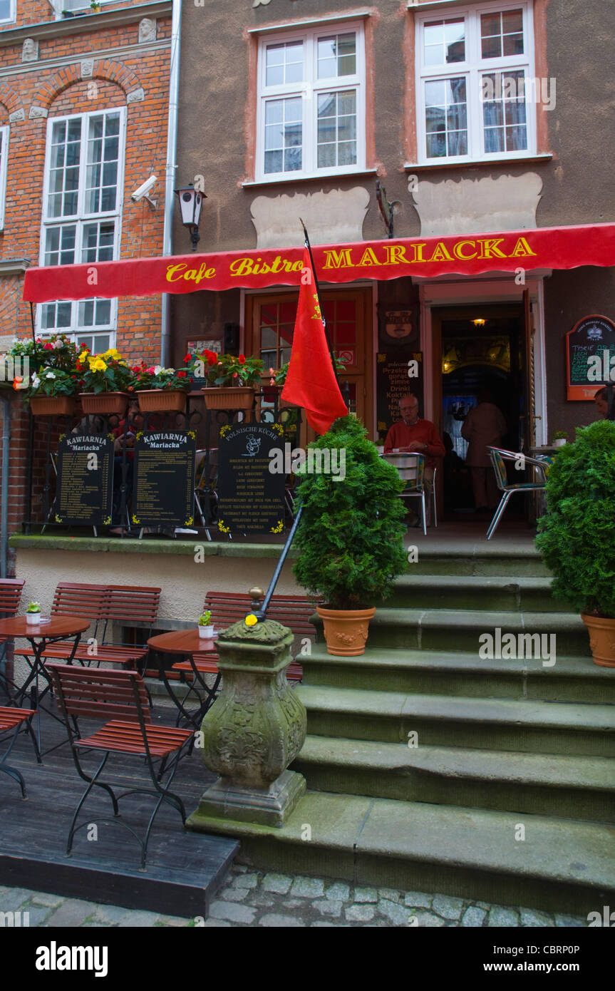 Cafe Bistro außen entlang Ulica Mariacka Street Glowne Miasto der Stadt Danzig-Warschau-Polen-Europa Stockfoto