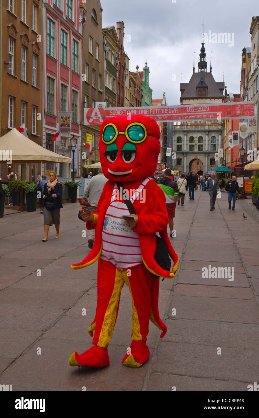 Maskottchen entlang Dluga Straße Glowne Miasto Hauptort Danzig-Warschau-Polen-Europa Stockfoto