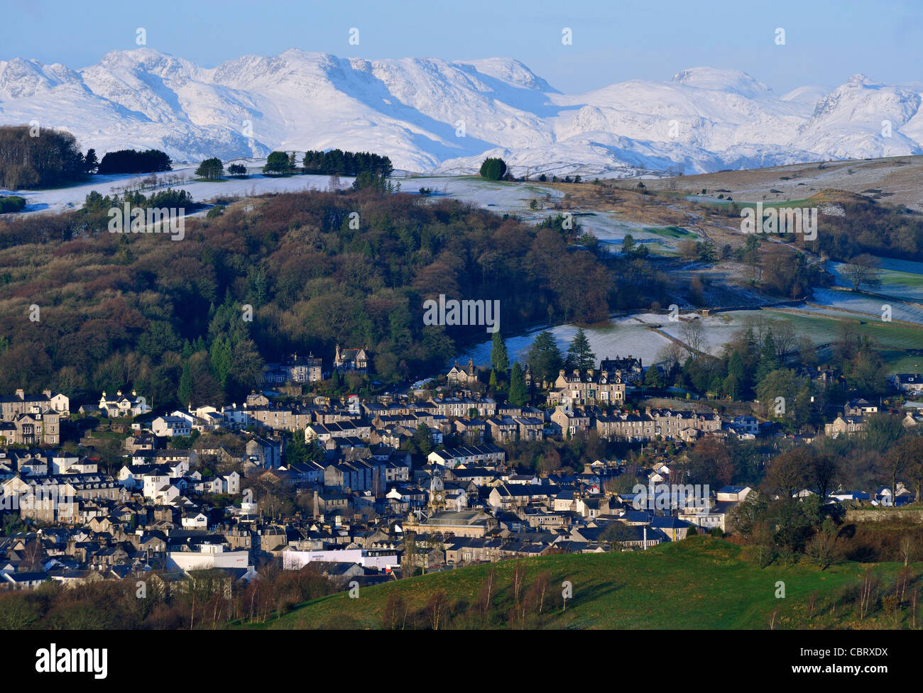 Kendal Fellside und die Seenplatte Fells. Kendal, Cumbria, England