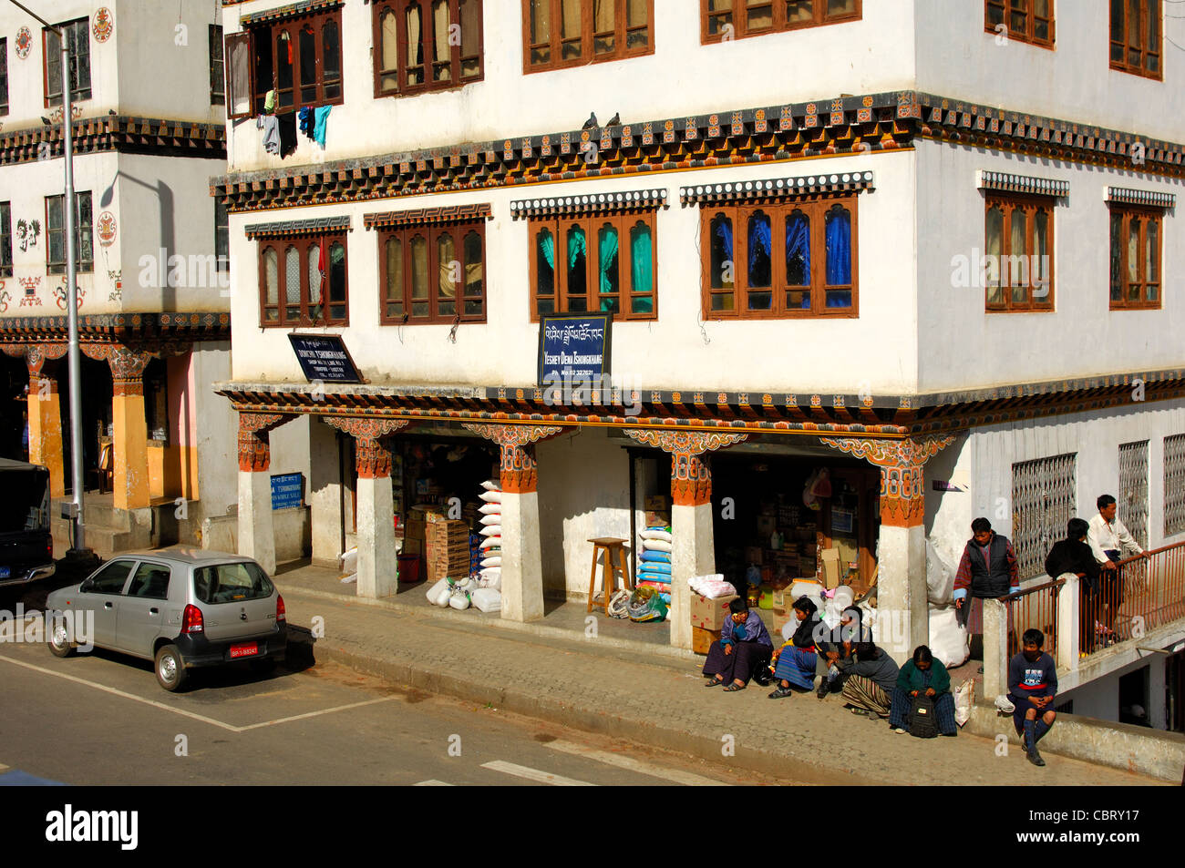 Geschäftshaus im Zentrum von Thimphu, Bhutan Stockfoto