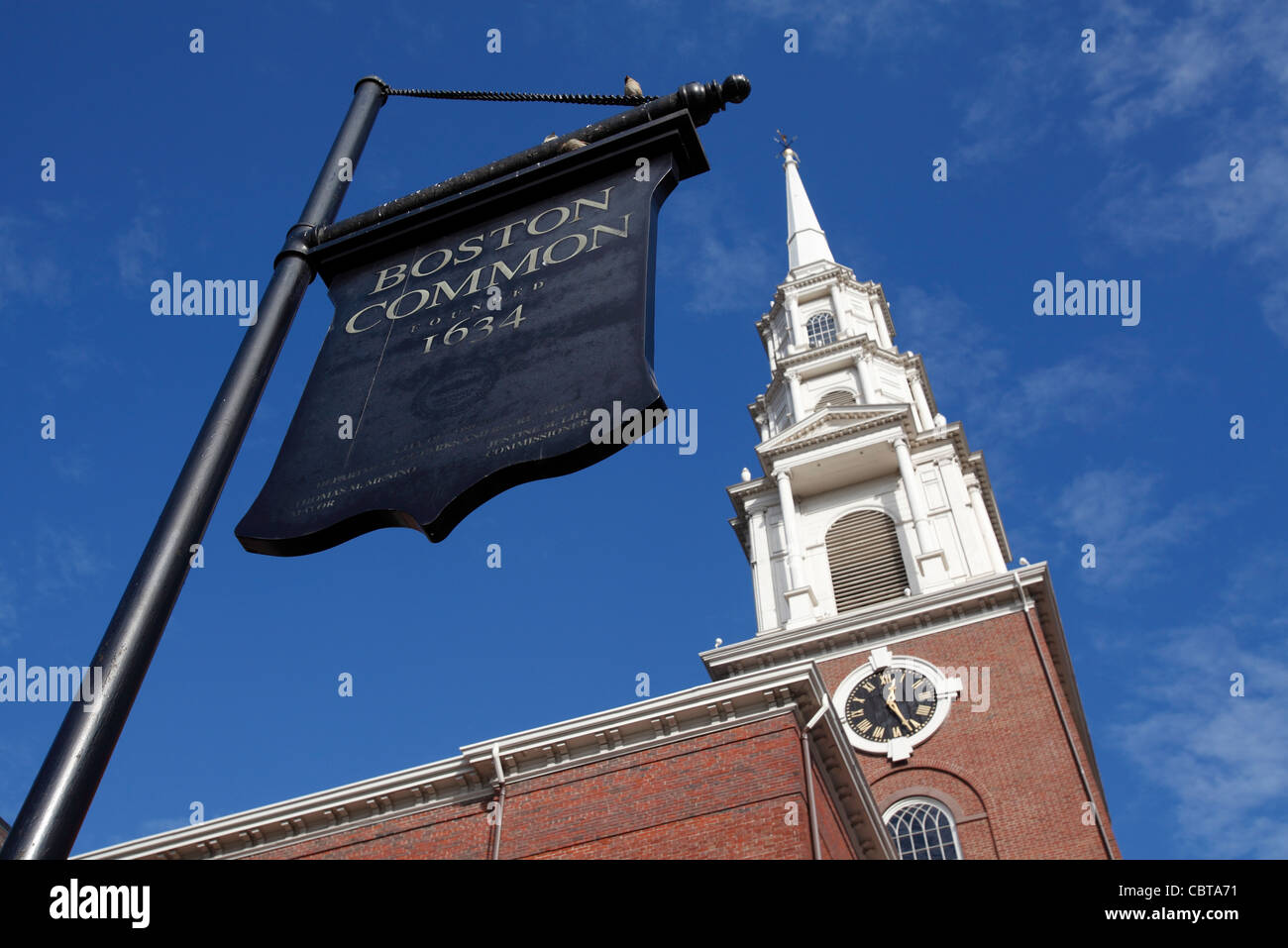 Die Park Street Church auf der Freedom Trail, Boston, Massachusetts Stockfoto