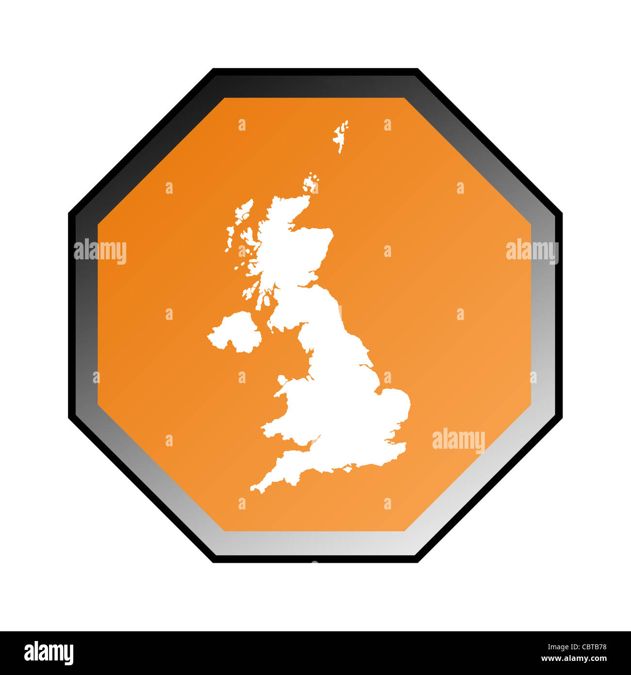 England oder Großbritannien Straßenschild isoliert auf einem weißen Hintergrund. Stockfoto