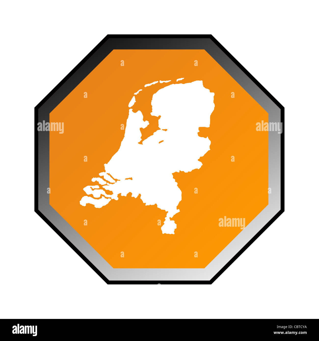 Niederlande-Straßenschild isoliert auf einem weißen Hintergrund. Stockfoto