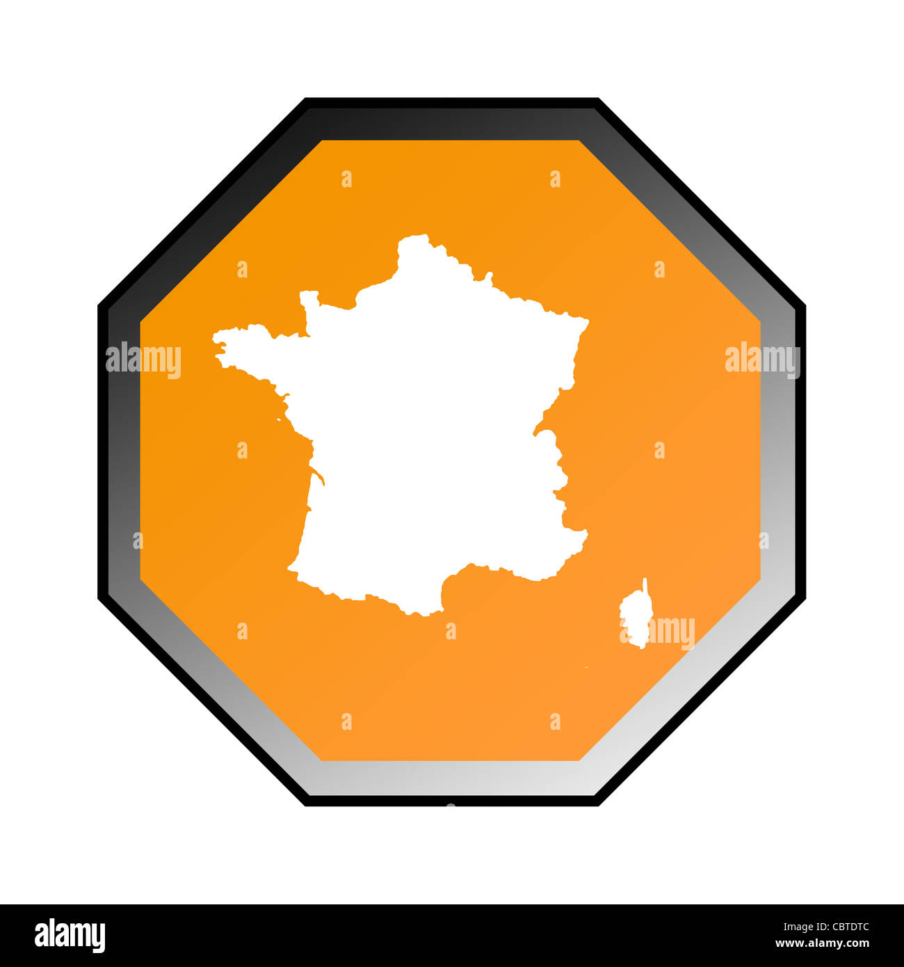 Frankreich-Straßenschild isoliert auf einem weißen Hintergrund. Stockfoto
