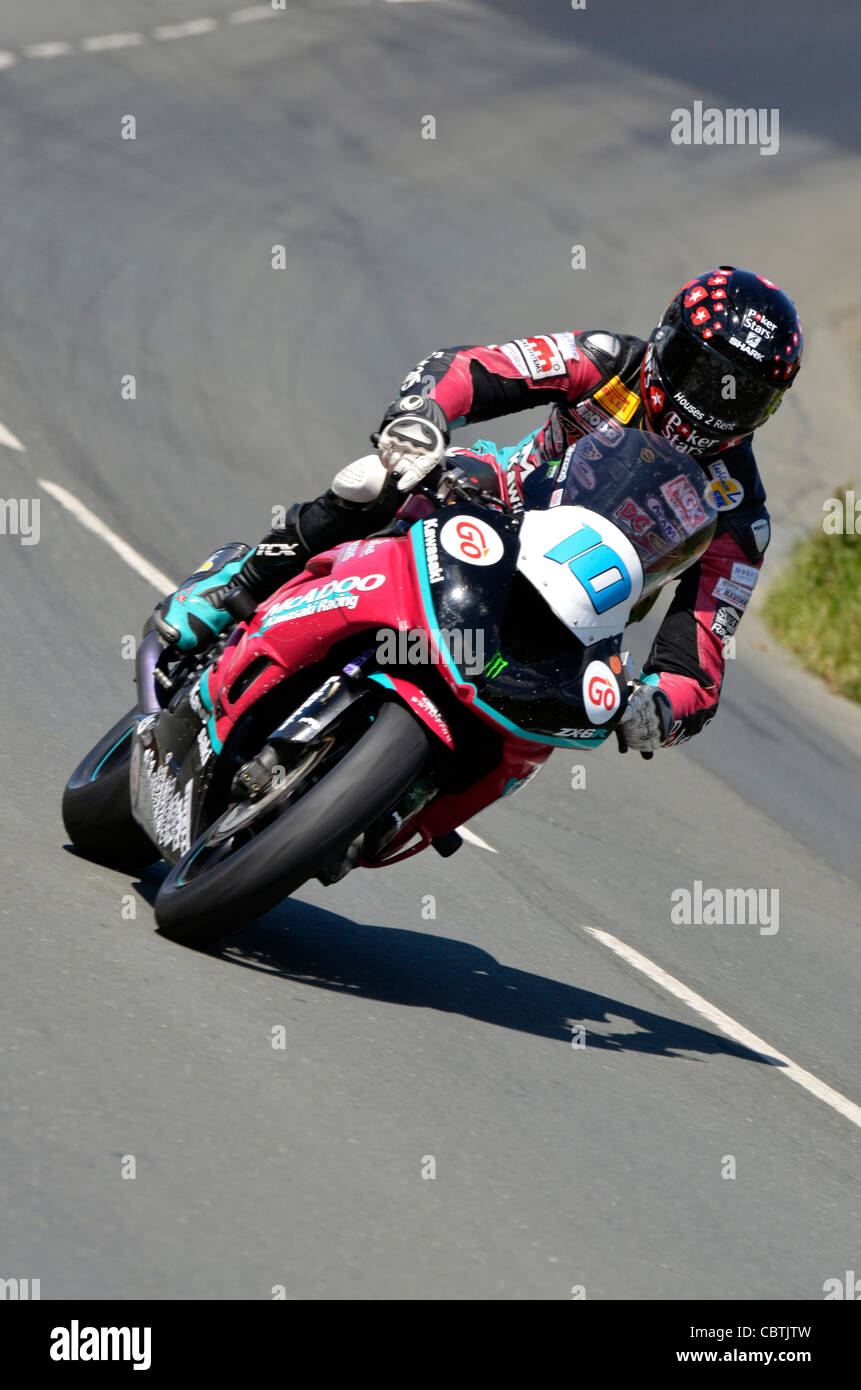Motorradfahrer auf der Isle Of Man Tt-Rennen Stockfoto