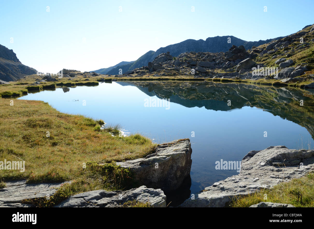 Torfsee, Vallée des Merveilles, oder Tal der Wunder, Mercantour Nationalpark südlichen französischen Alpen Alpes-Maritimes Frankreich Stockfoto