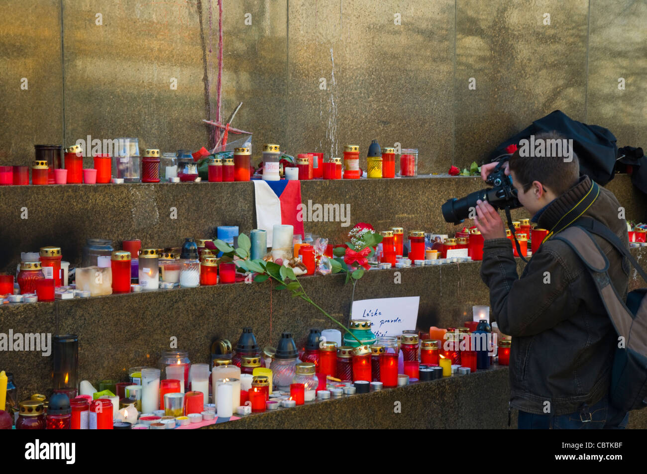 Vaclav Havel in memoriam Vaclavske Namesti Wenzelsplatz Prag Tschechien Mitteleuropa Stockfoto