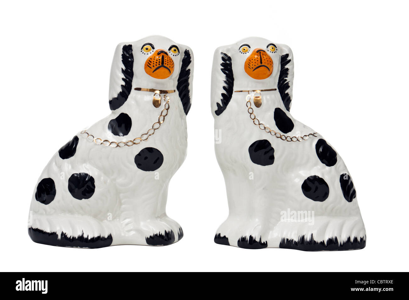 Paar Porzellan Staffordshire-Hunde Stockfoto