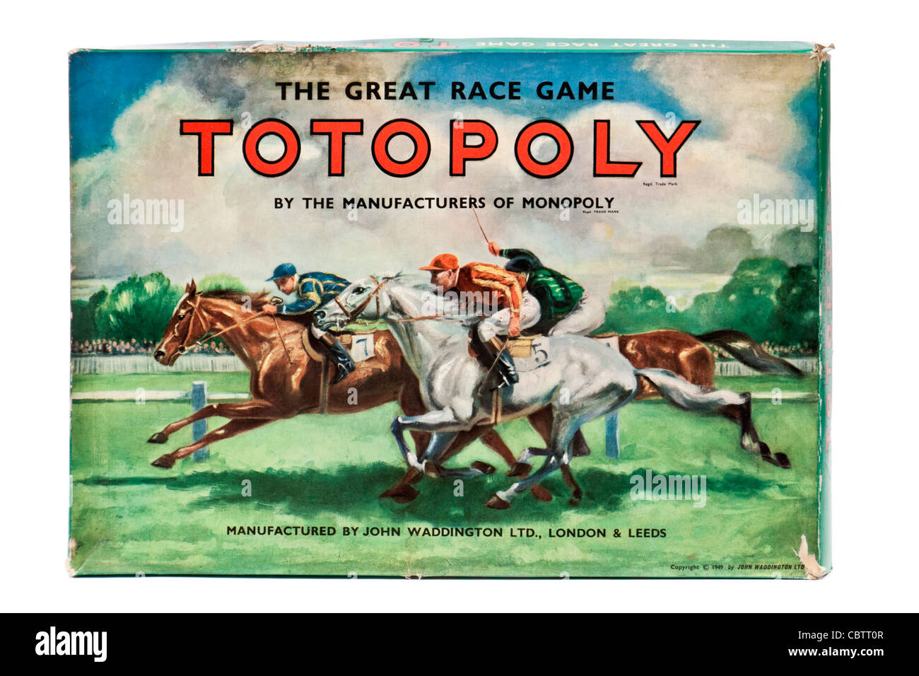 1949 Vintage "Totopoly" Pferd Rennen Brettspiel von John Waddington Ltd. Stockfoto