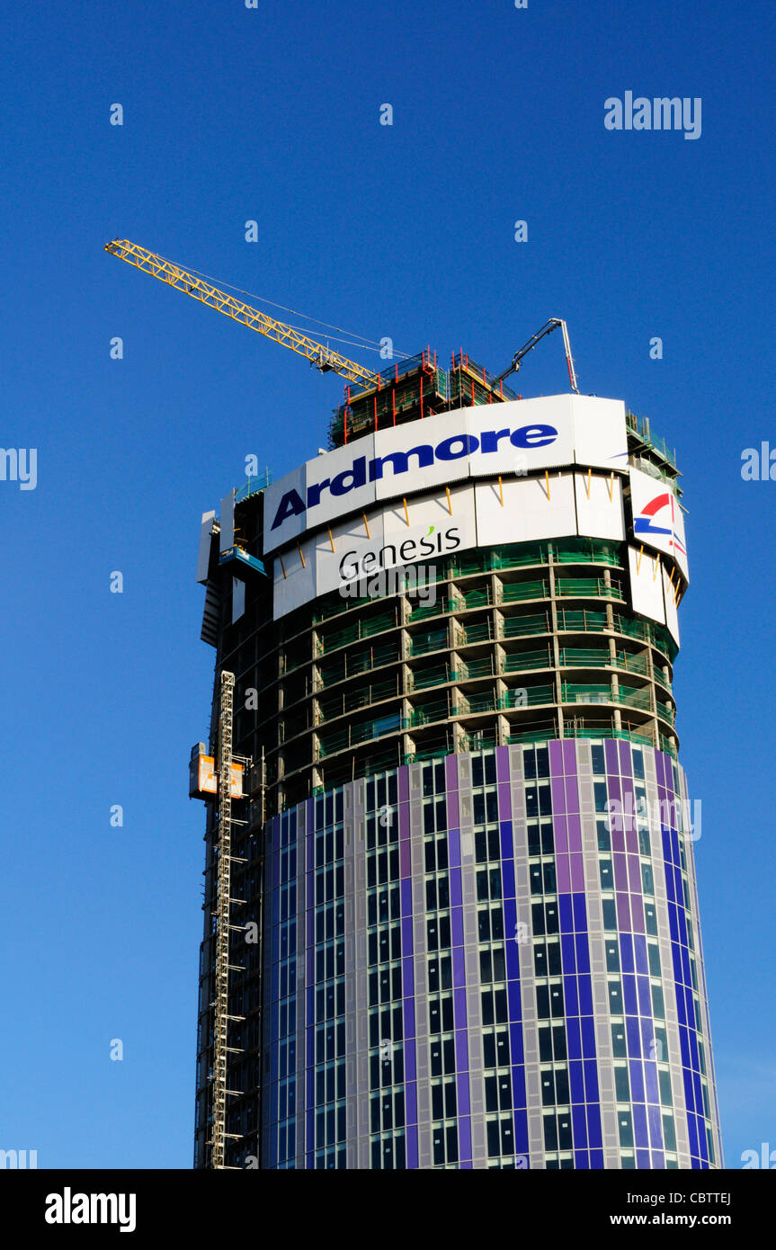 Das Stratford Halo Wolkenkratzer Construction Site, Stratford High Street, London, England, UK Stockfoto