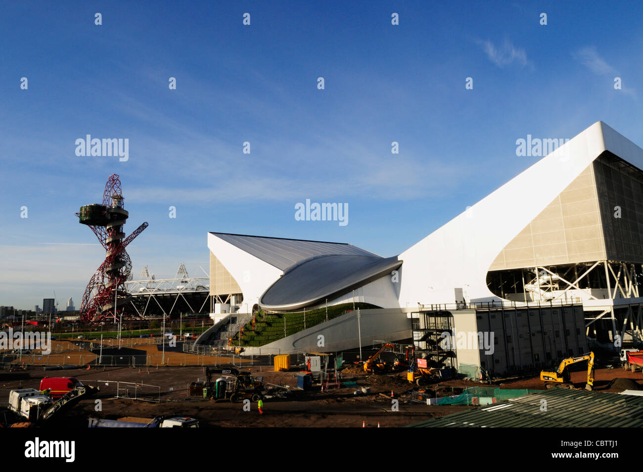 London 2012 Olympiastadion Construction Site, Olympiapark, Stratford, London, England, Vereinigtes Königreich Stockfoto