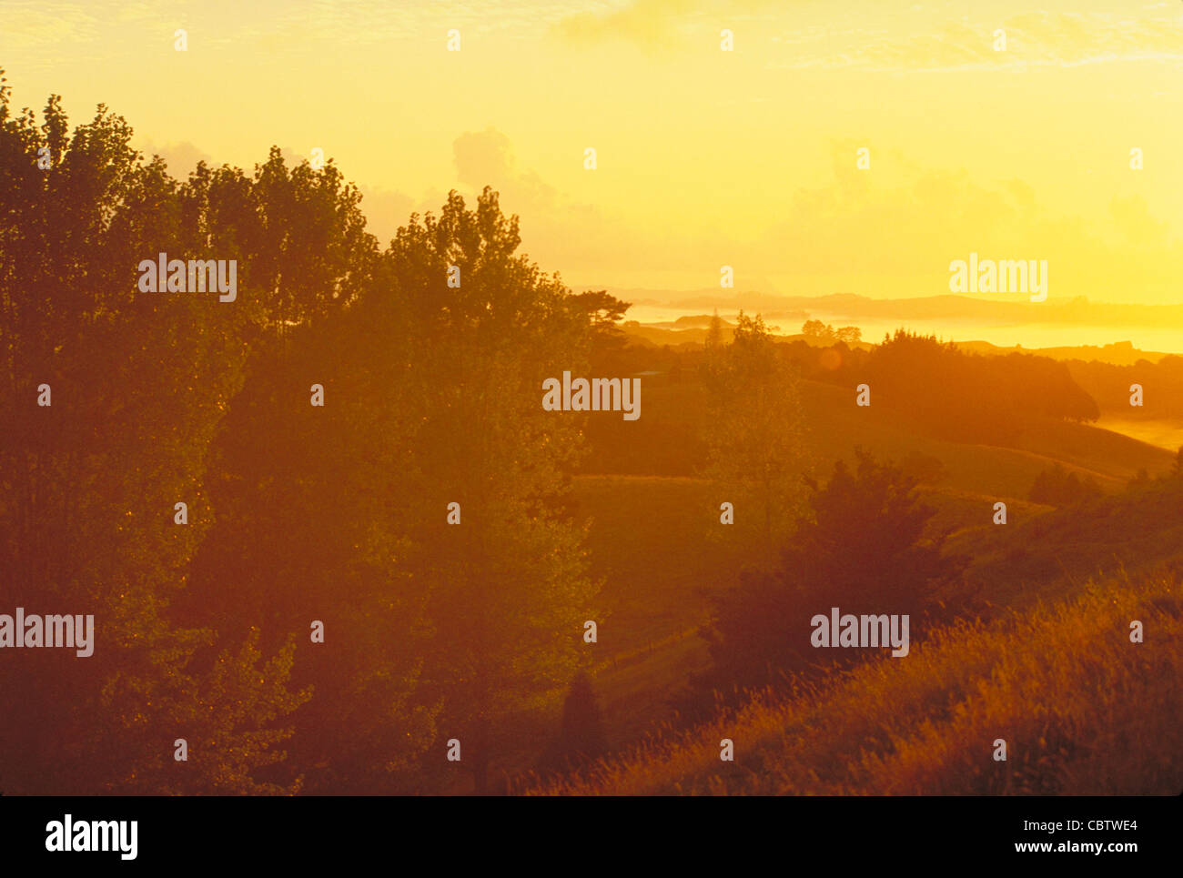 Neuseeland-Sonnenuntergang Stockfoto