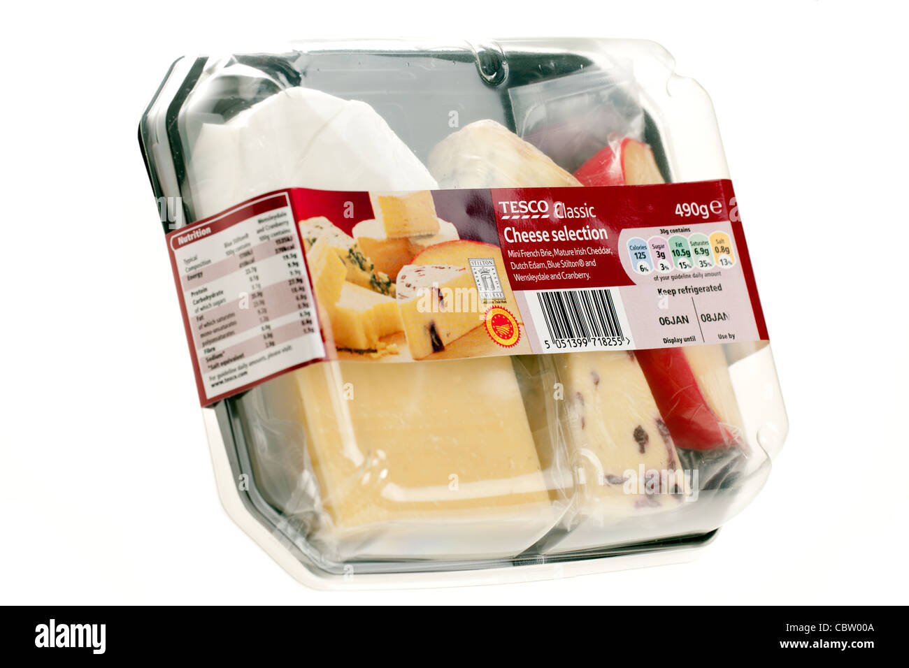 Gemischte Tesco Auswahl Packung Käse Stockfoto