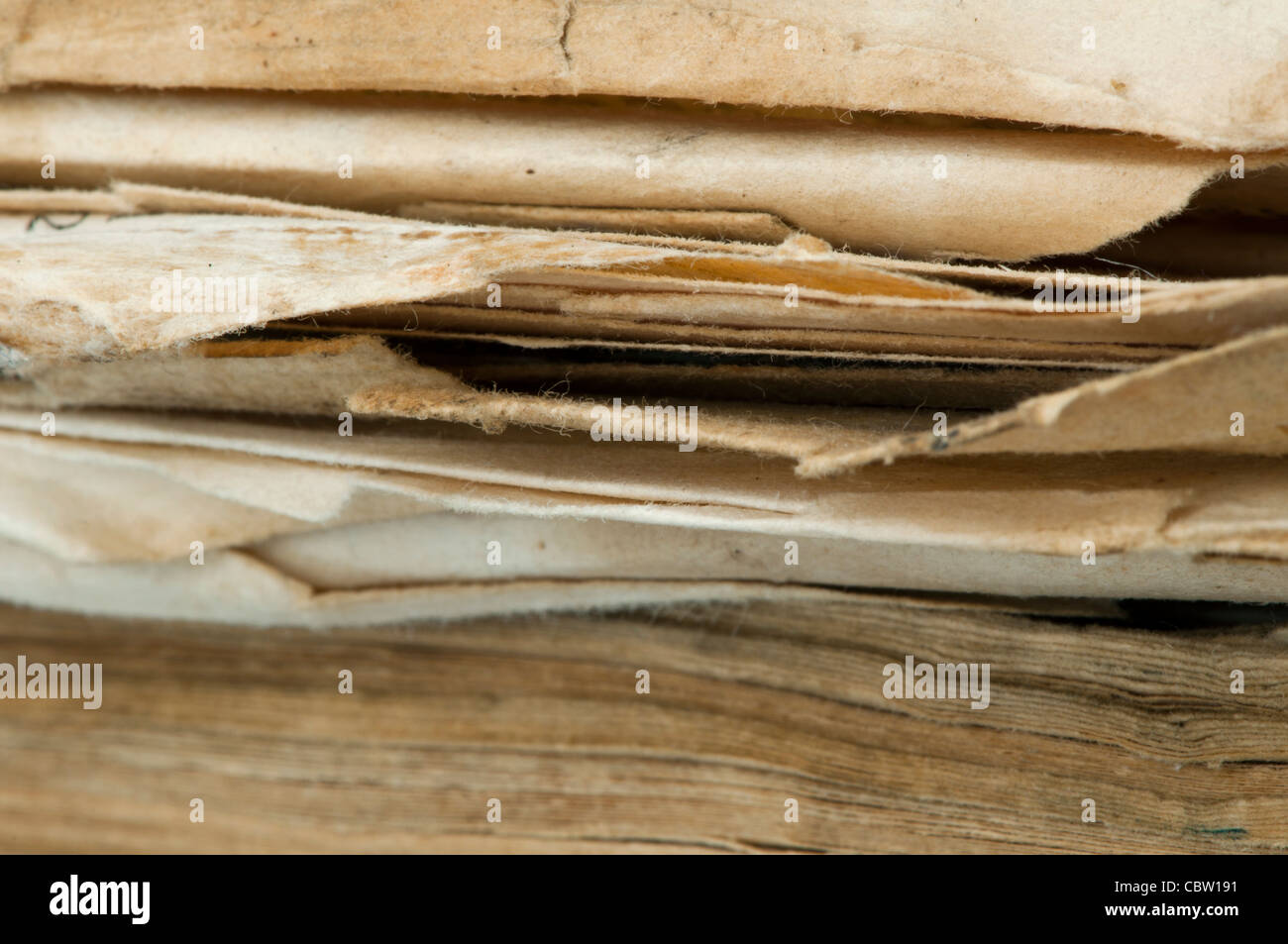 Alte abgenutzte Blätter des Buches Stockfoto