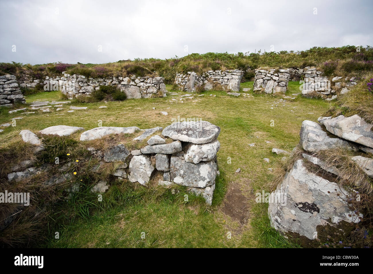 Chysauster Eisenzeitdorf in der Nähe von Penzance, Cornwall, UK Stockfoto