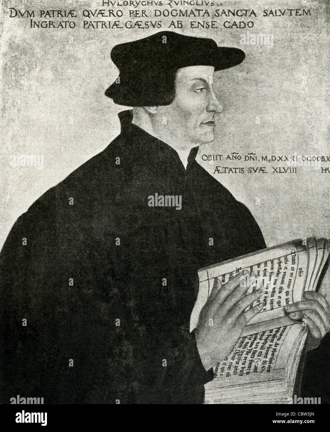 (Auch buchstabiert Huldrych) Ulrich Zwingli (1484-1531) führte der Reformation in der Schweiz. Stockfoto