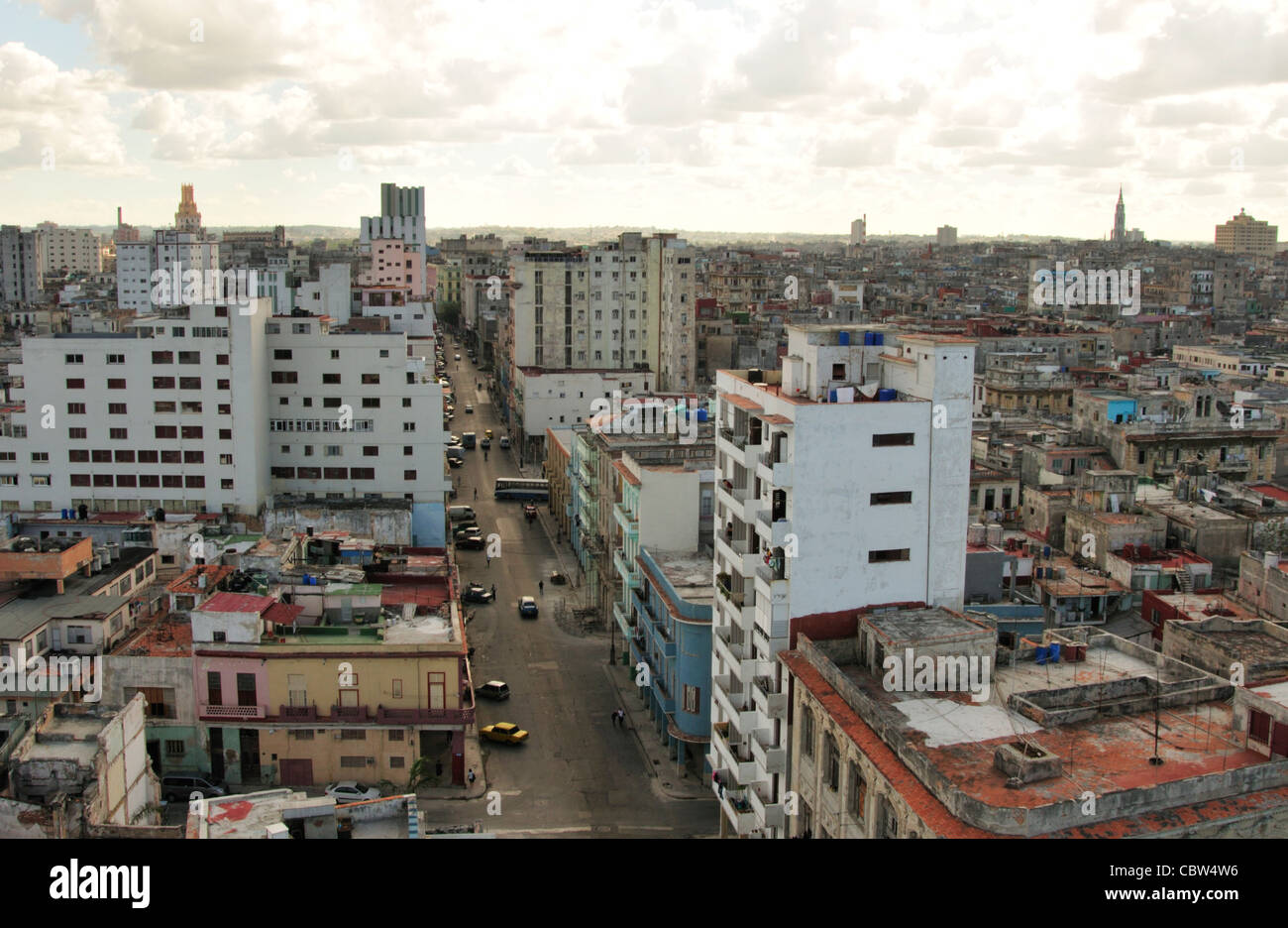 Areal und horizontalen Blick auf Altstadt Havanna, Kuba, Stockfoto