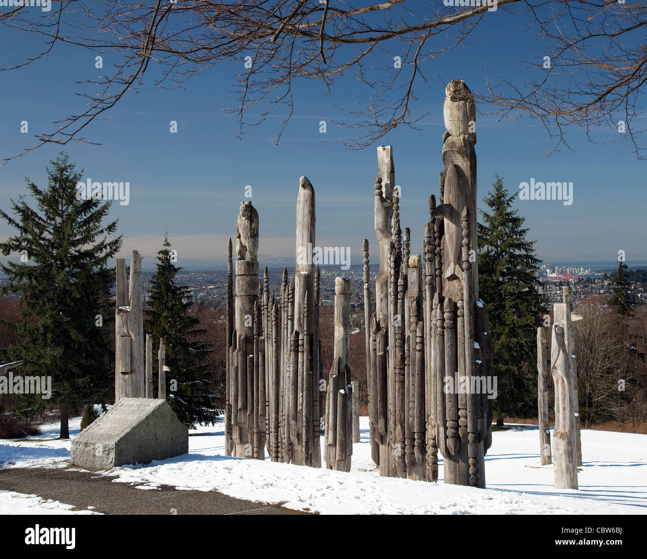 Burnaby Park mit Totem Pole Stockfoto Burnaby Park mit Totem Pole Stockfoto