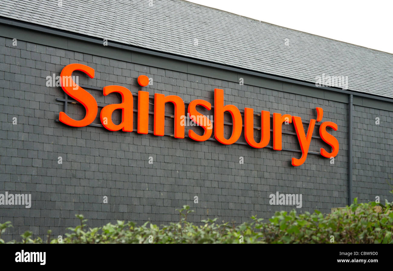 Sainsburys Shop Zeichen Stockfoto