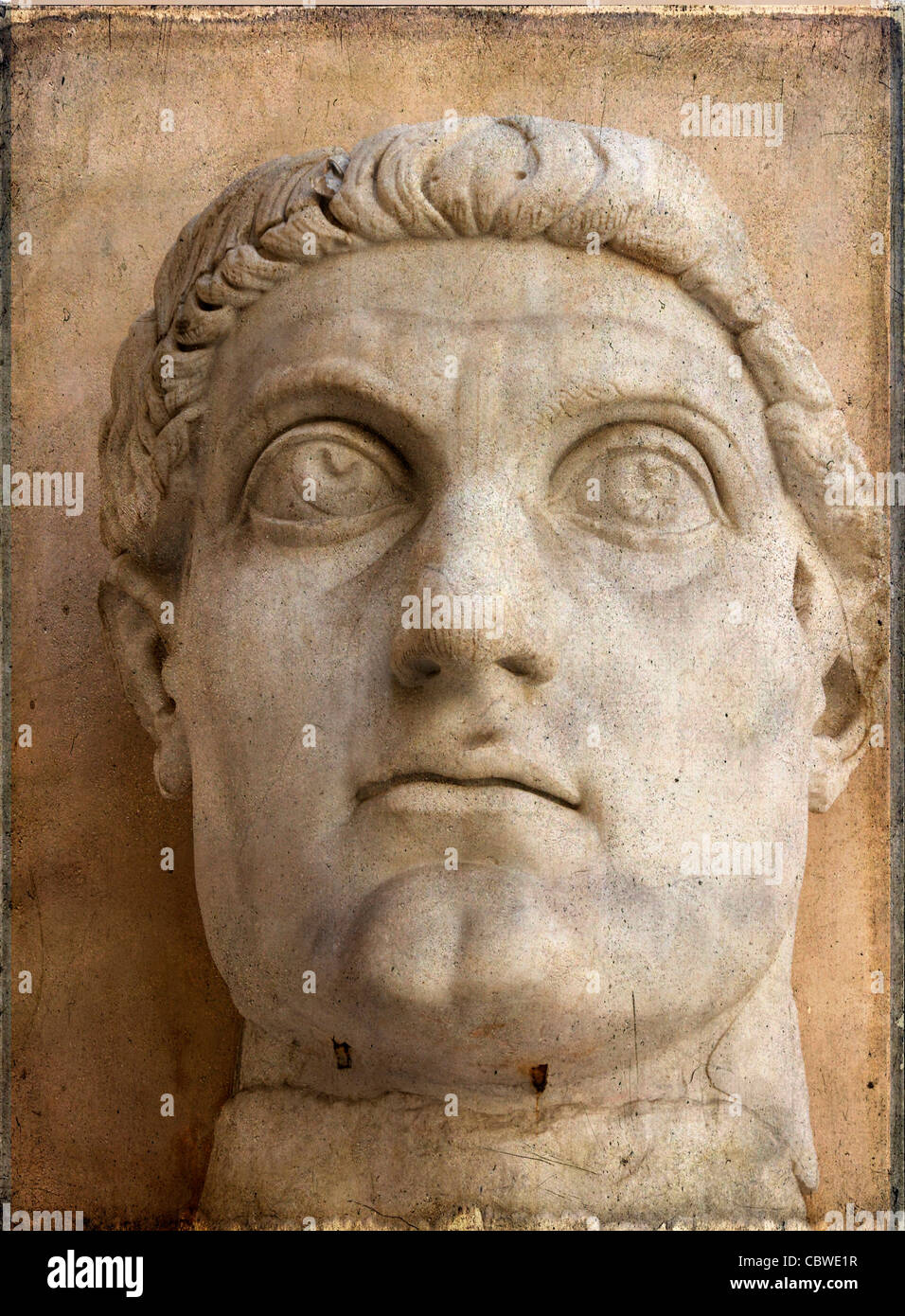 Kopf des Kaisers Constantine, Teil des kolossalen Statue aus Stein, Palazzo dei Conservatori, Kapitolinische Museen, Rom, Italien, Europa Stockfoto