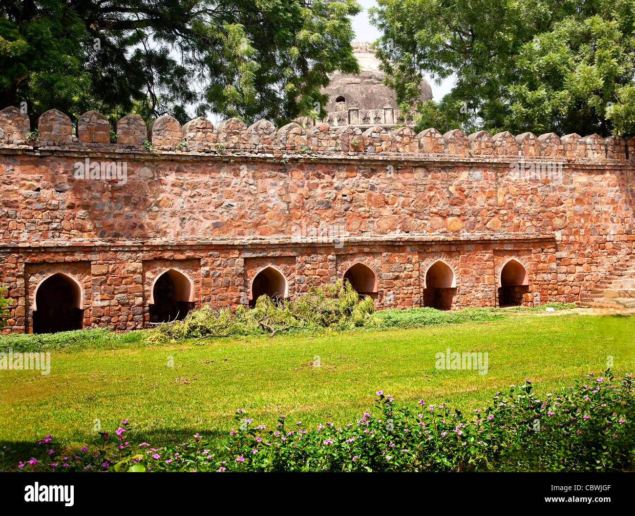Stone Wälle Sikandar Lodi Grab Lodi Gardens New Delhi Indien Stockfoto