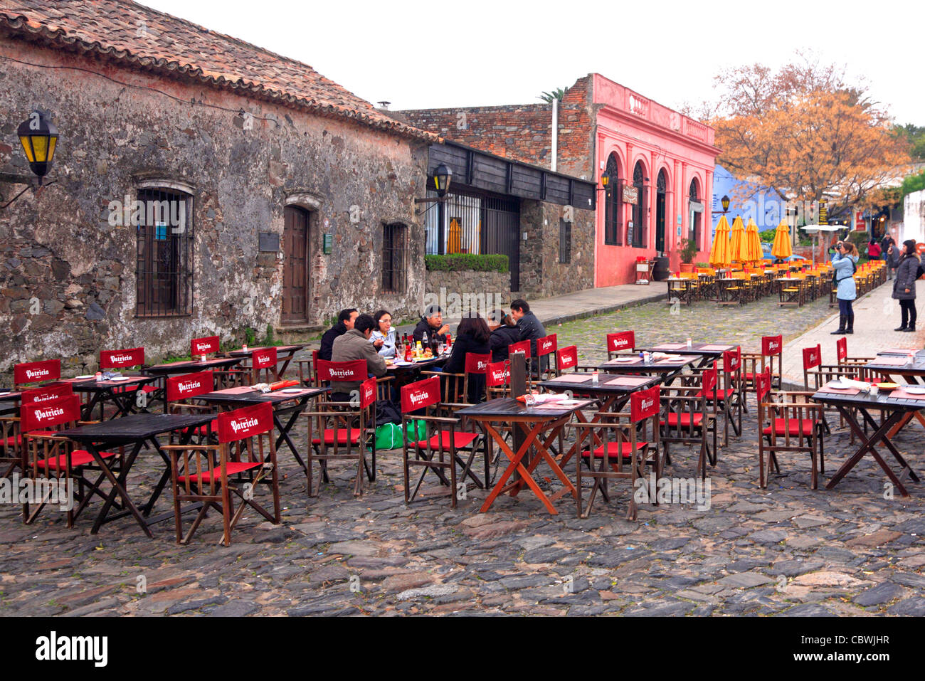 historische Restaurants in Colonia del Sacramento. Uruguay, Südamerika. Stockfoto