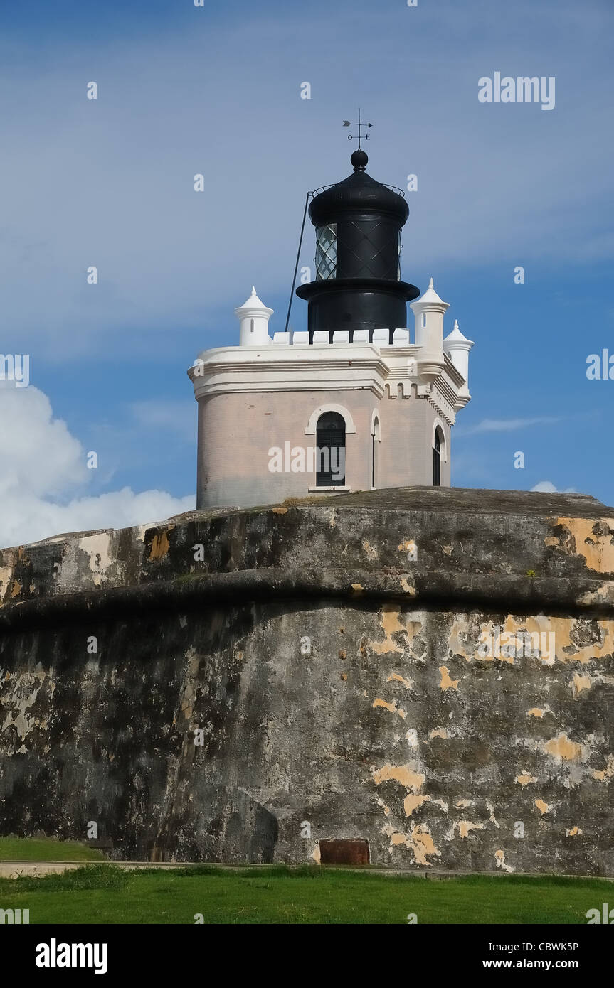 Old San Juan Leuchtturm am El Morro Stockfoto
