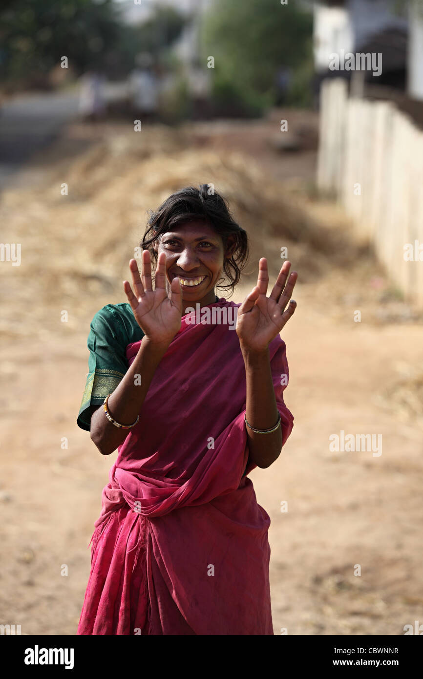 Geistiger Behinderung und unglaublich süß Frau Andhra Pradesh in Indien Stockfoto