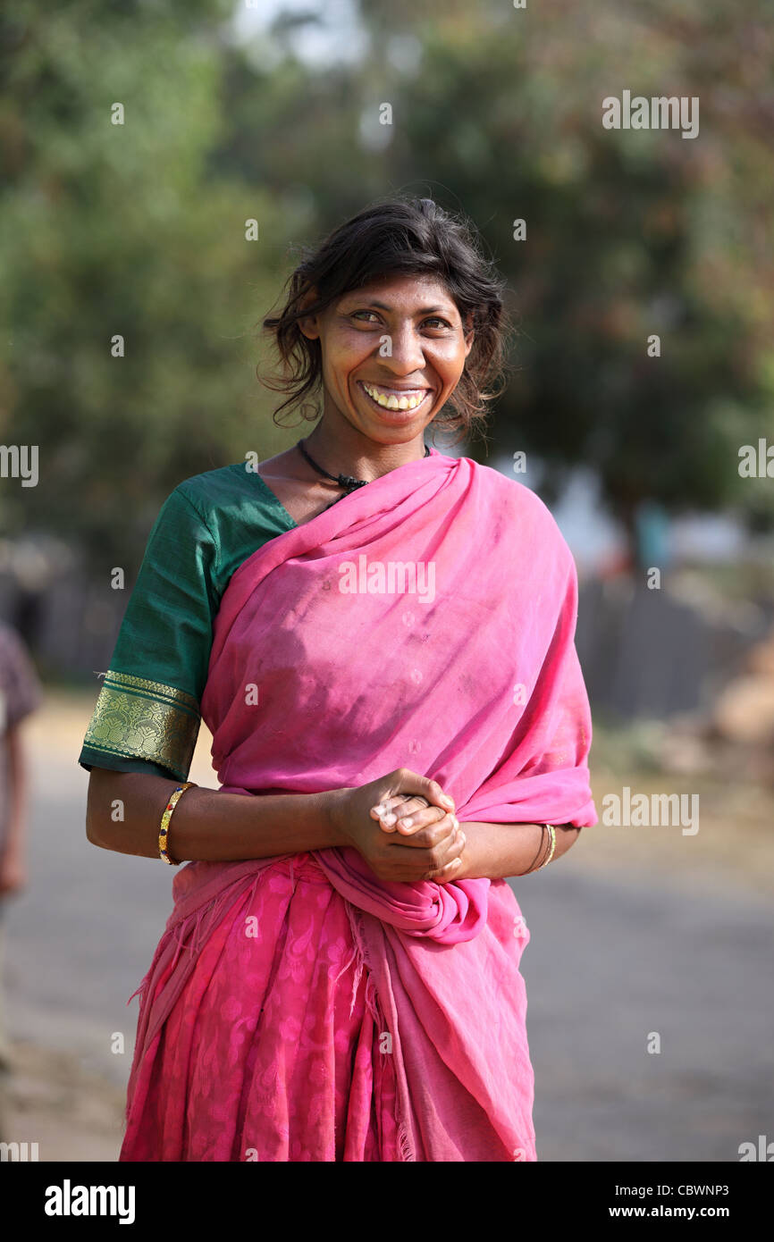 Geistiger Behinderung und unglaublich süß Frau in Andhra Pradesh in Indien Stockfoto