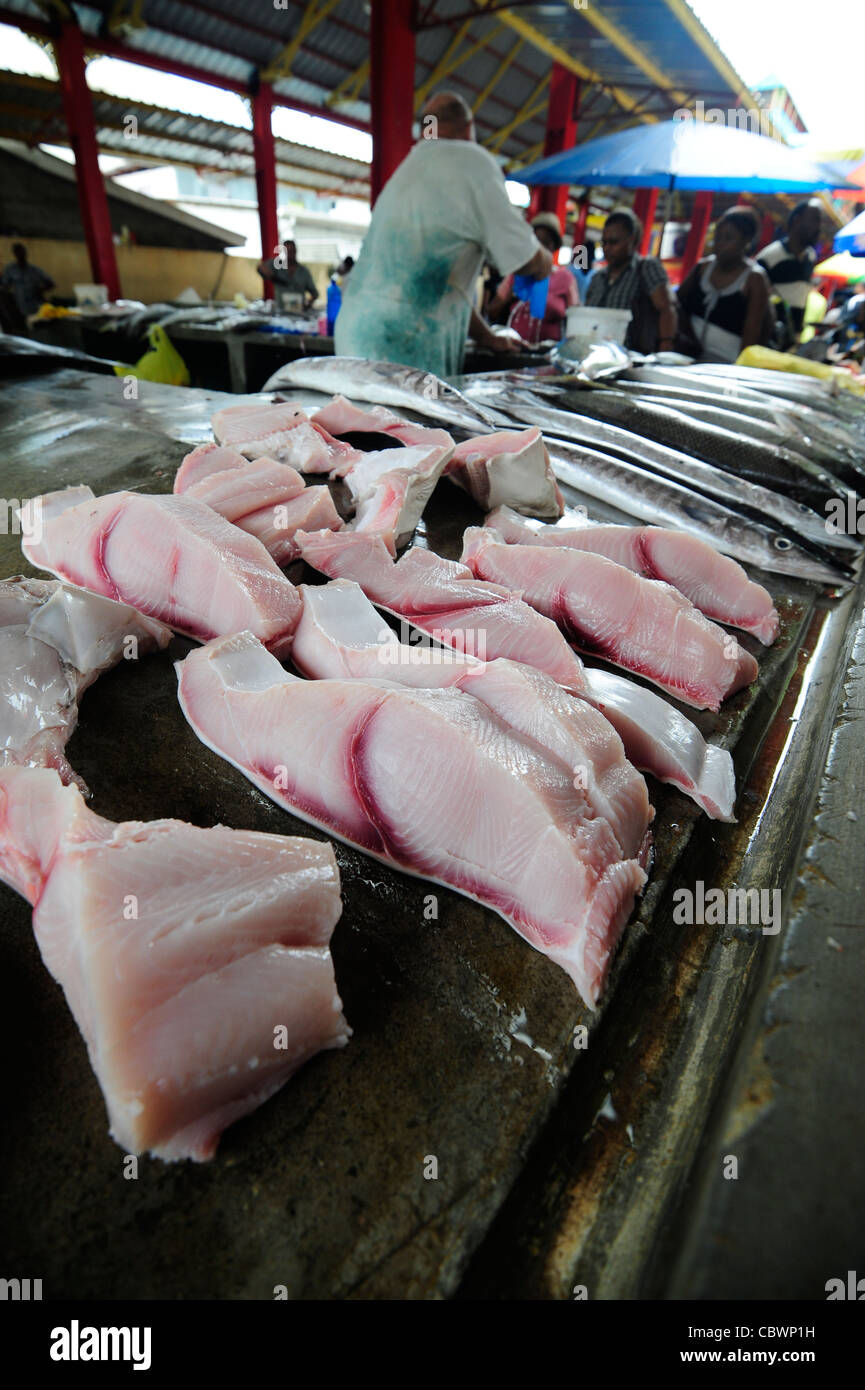 Fischmarkt, Männlich, Seychellen Stockfoto