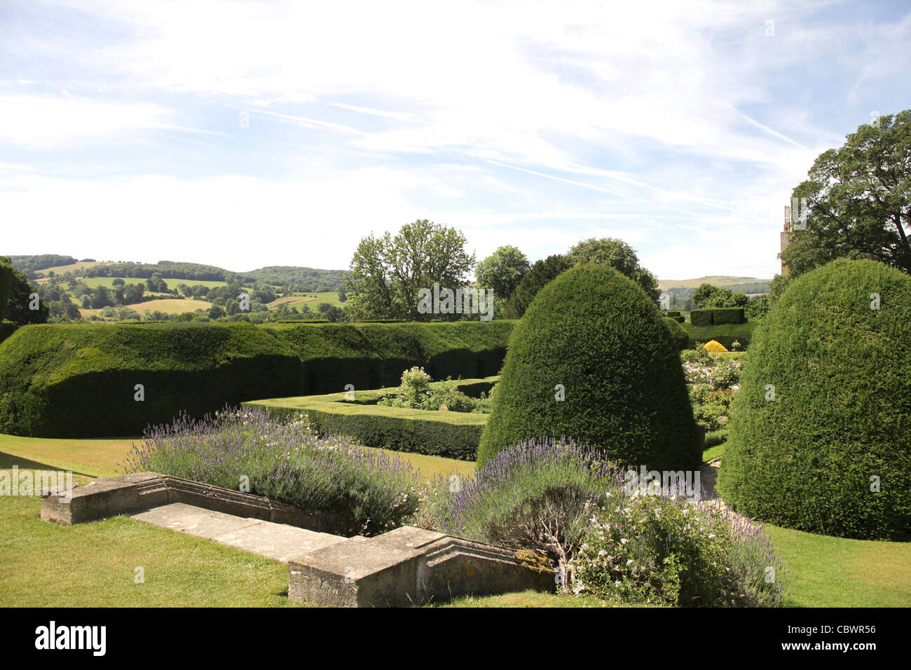 Schöner englischer Garten in Sudeley Castle in Winchcombe Stockfoto
